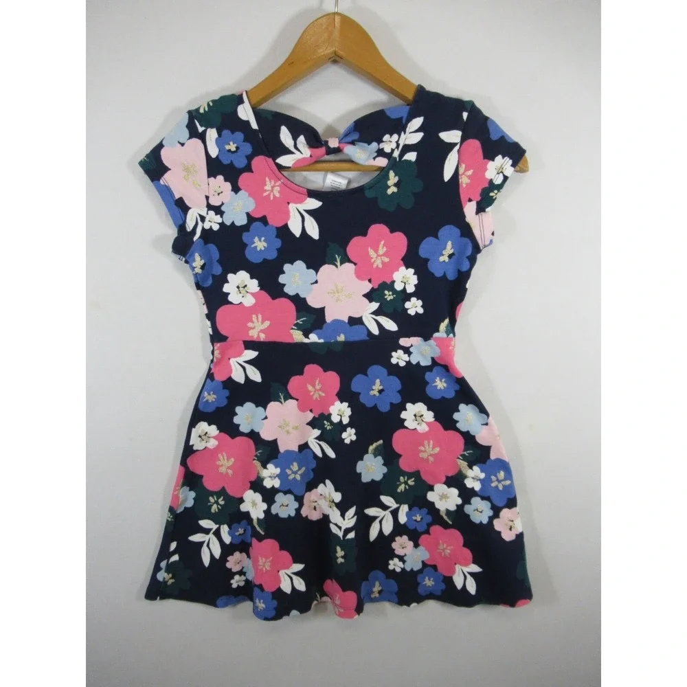 Gymboree Glitter Floral Skater Dress Girls Size 10 Short Sleeve Cotton